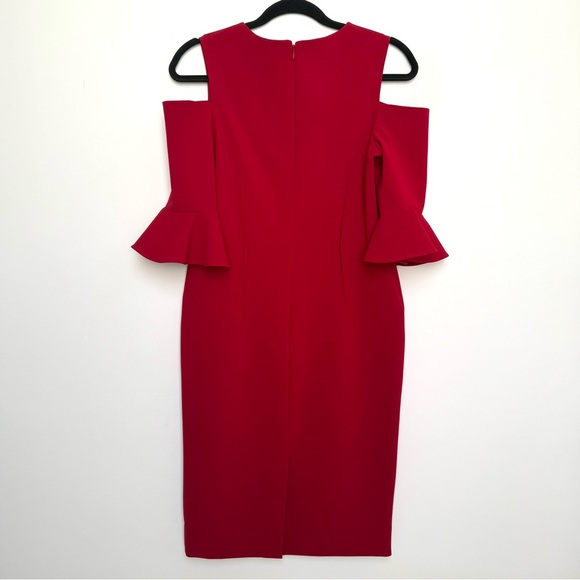 RICKIE FREEMAN for TERI JON Crepe Cold Shoulder Mini Sheath Dress, Size 8 - Picture 6 of 13